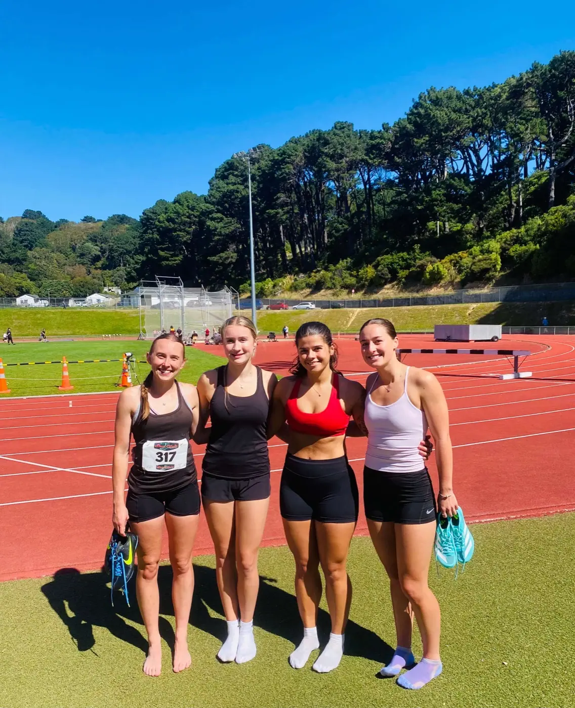 Group of field-sport athletes after a speed training session at Newtown Park, Wellington